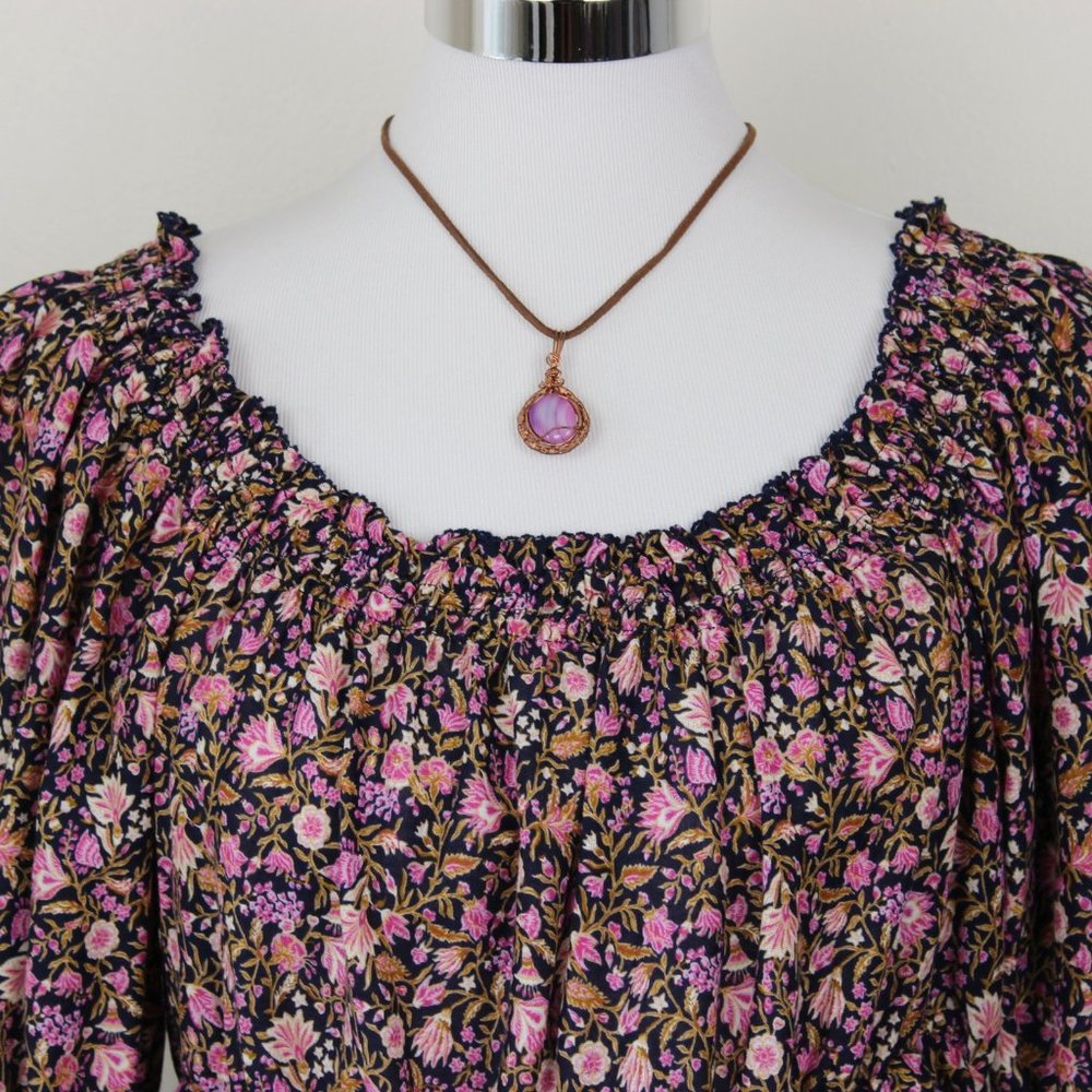 🛑SOLD🛑 NWT Old Navy Floral Puff Sleeve Round Neck Peplum Top Size Large - Picture 3 of 10